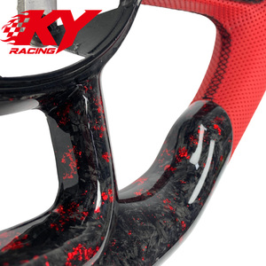 Volant de direction personnalisé en fibre de carbone forgée rouge de style sportif en forme de F1 avec cuir perforé pour Jeep Wrangler - Product Image 2