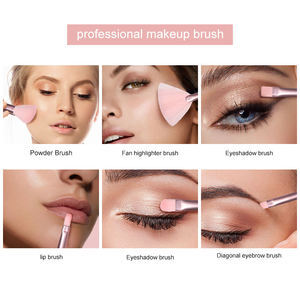 Brocha Cosmética Personalizada, Set de 6 Piezas de <span class=keywords><strong>Maquillaje</strong></span> de Pelo Sintético con Purpurina Rosa, Brocha para Mezclar Sombras de Ojos con Mango Cristalino - Product Image 5