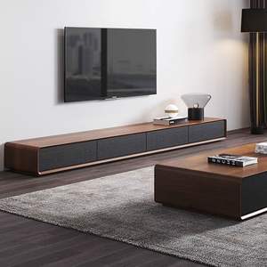 Porta TV Compatto in Legno Massello dal Design Nuovo e Minimalista, <span class=keywords><strong>Mobile</strong></span> <span class=keywords><strong>Basso</strong></span> Color Noce <span class=keywords><strong>per</strong></span> Arredamento <span class=keywords><strong>Soggiorno</strong></span> e Contenitore <span class=keywords><strong>per</strong></span> Appartamento - Product Image 5