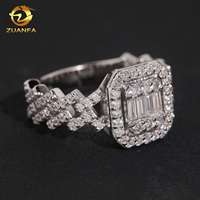 Bague Moissanite Iced Out pour Homme en Argent Sterling 925 D VVS, Bijoux Hip Hop, Bague Cubaine pour Homme