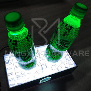 Double Bottle LED Display Stand Refreshing ice <b>cube</b> design beverage display stand Promotional drink display accessories - Product Image 1