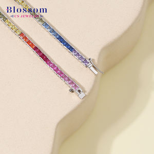 חולצות פריחות תכשיטים מקוריים 925 באיכות גבוהה מקורית, שרשרת זירקוניה שרשרת טניס נשים משובחים - Product Image 4