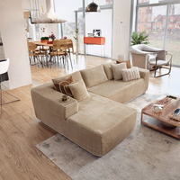 Zeitgenössisches Modulares L-förmiges Sofa-Set im Cloud-Design mit Verstellbarer Chaiselongue, Stoffbezug und Schwammfüllung, Geteilte Rückenlehne