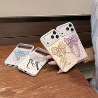 Coque de téléphone portable tendance avec nœud à pampilles pour iPhone 17 Pro, 16, 15, 14, 13, 18, 13 Pro Max – Coque souple effet macaron, étui arrière en gelée