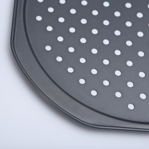 Custom Perforated Thickened Pizza <b>Pan</b> Carbon Steel Round With <b>Handles</b> For Cake Baking - Product Image 3