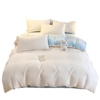 Parure de lit quatre pièces en soie glacée lavable pour l'été, style moderne et minimaliste, couleur unie, toucher soyeux, personnalisable pour hôtel