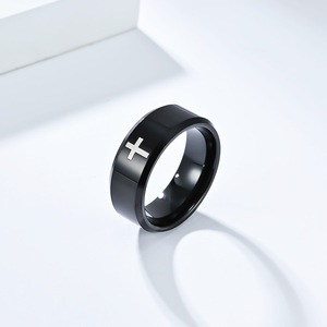 Men's Tungsten Steel <b>Rings</b> 6mm 8mm Cross Engraved Geometric Design For Couples Gift Jewelry - Product Image 3