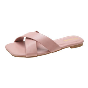 Sandalias de <span class=keywords><strong>Red</strong></span> de Cruz Roja para mujer, zapatillas de verano coreanas de color caramelo con cabeza cuadrada, fondo plano, 2021 - Product Image 2
