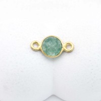En gros, Breloques connecteurs en pierre gemme naturelle ronde facettée, avec monture dorée et double anse, pour la fabrication de bijoux DIY et de bracelets