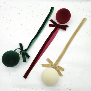 Laço de Veludo com Bola para Decoração de Árvore de Natal, Cordões de Fita para Pendurar, Alças de Veludo para Guirlandas e Decoração de Casa - Product Image 1