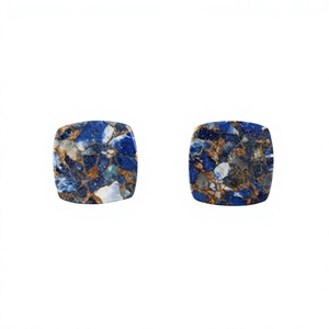 Quartz bleu naturel lisse de 12 mm, taille coussin, en cuivre, pierres précieuses calibrées, pour la fabrication de bijoux, cristal de guérison - Product Image 1