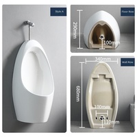 Wandmodel wit keramisch urinoir met handbediende spoeling voor commerciële projecten, hotels, openbare toiletten, sanitair.