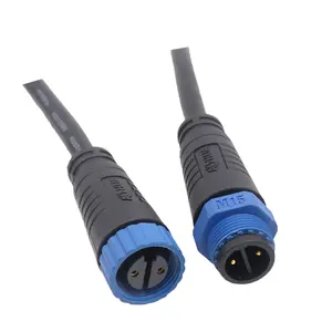 2pin 12V 24V 48V Led Lighting Power Driver Cable Connector M15 Pre-wired Circular Plastic Male Female Connector