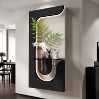 Peinture décorative murale pour salon, style créatif et simple, avec plantes vertes hydroponiques et éclairage LED, en grès artistique