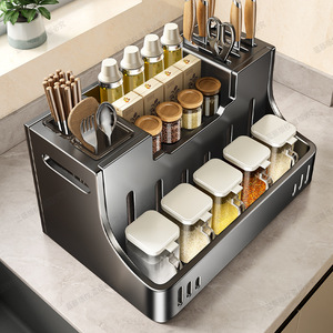 Kitchen Condiment Rack Countertop <b>Drawer</b> Style Multifunctional Knife Chopstick Spoon Holder Storage Organizer - Product Image 3