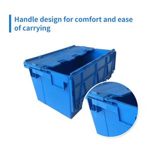 Wholesale Moving <b>Box</b> Stacking and Nesting Crates Manufactures <b>Plastic</b> Crate Handheld Attached Lid Container - Product Image 3