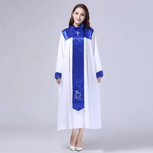 कस्टम चर्च कोरस पोशाक महिला गायन कपड़े लंबी आस्तीन कोरस वस्त्र पुजारी गाउन