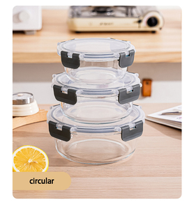 Vendita calda cucina e casalinghi Air a tenuta stagna in vetro borosilicato alta scatola per il pranzo in vetro per pasti contenitori per <span class=keywords><strong>la</strong></span> <span class=keywords><strong>conservazione</strong></span> <span class=keywords><strong>degli</strong></span> <span class=keywords><strong>alimenti</strong></span> con coperchio grigio - Product Image 3