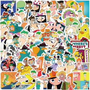 Zy1425c 50 Stuks Cartoon Phineas En Ferb Stickers Waterdicht Versieren Notebook Skateboard Fietsbagage Voor Tiener Kinderen Speelgoed Sticker