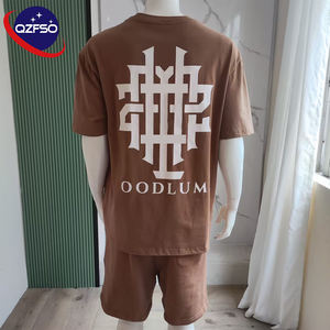 QZFSO Streetwear 100% coton personnalisé sérigraphie T-shirt broderie T-shirt poids lourd lavage à l'acide recadrée graphique T-shirt hommes - Product Image 2