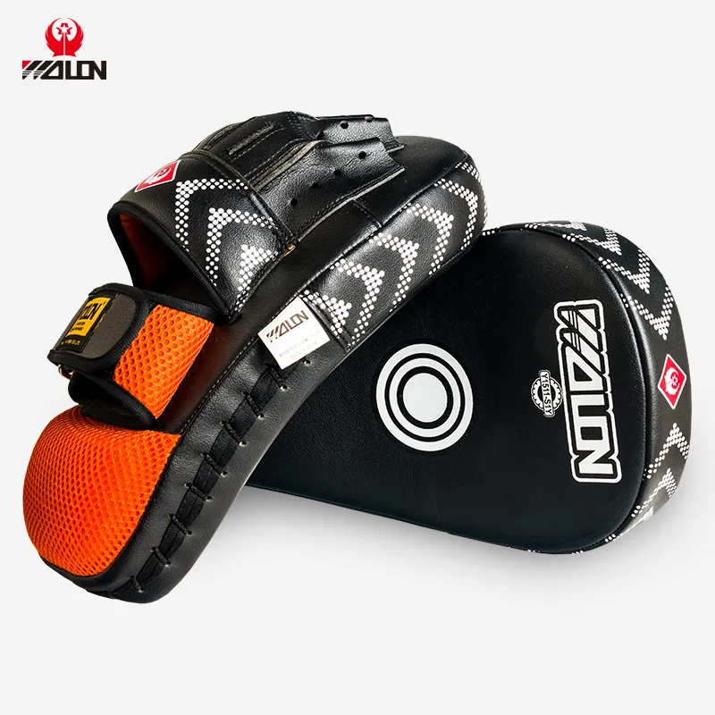 カスタムロゴボクシングミットMMA MUAY THAI HOOK AND TARGET FOCUS PADS MARTIAL ARTS MAYA HIDE LEATHER PUNCHING SHIELD