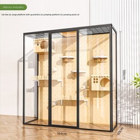 Maison pour chat moderne et élégante, cage pour chat d'intérieur, extra large, en bois massif, structure d'escalade intégrée, lit pour chat, villa toutes saisons, facile à monter