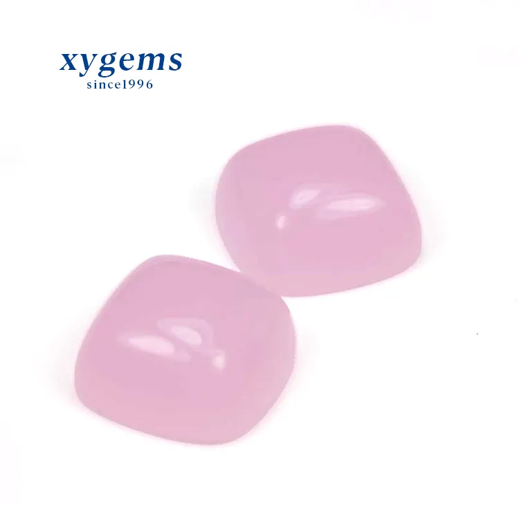 Low price high quality pink color cushion shape cabochon glass gems