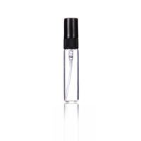 Grosir mewah bulat 2ml 3ml 5ml 10ml Mini kosong bening botol semprot parfum kaca dengan tutup hitam