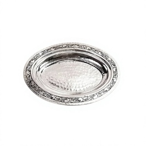 Assiette de présentation en acier inoxydable couleur argent, design tendance, taille et forme personnalisées - Product Image 1