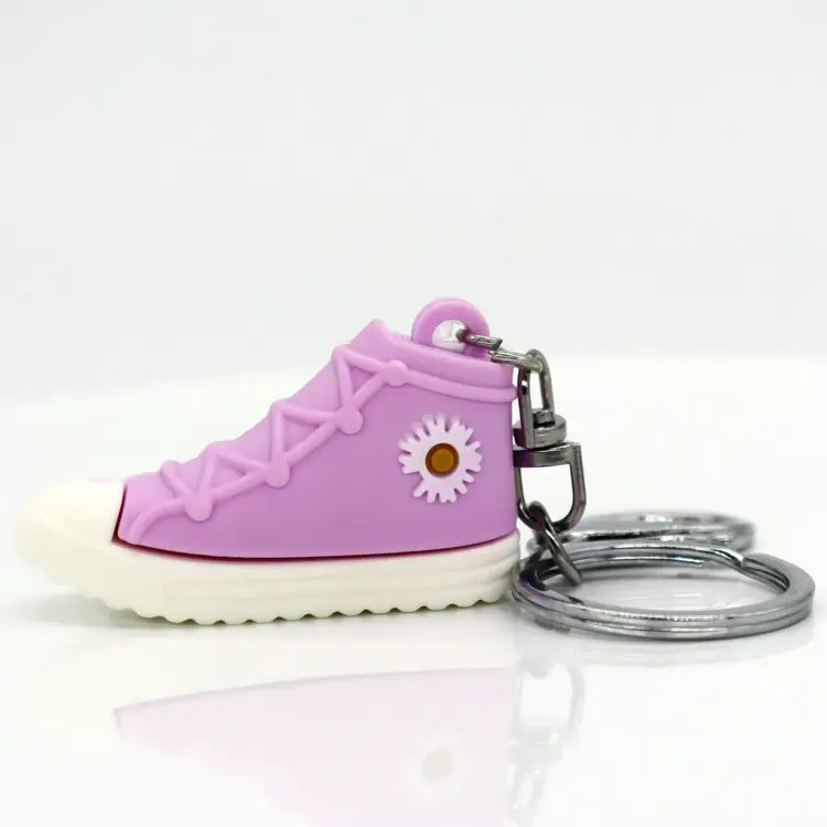 China factory High quality Custom Metal Keyring Basketball Rubber Pvc Mini Shoe Key Chain silicone 3d shoe keychain