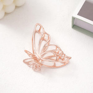 Großhandel Neue Haarspangen Zubehör für den täglichen Gebrauch Hohl Metall Schmetterling Federclip Strass Haarclips für Damen - Product Image 3