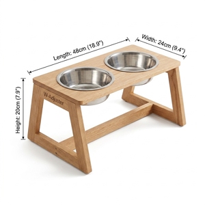Supporto <span class=keywords><strong>per</strong></span> ciotole <span class=keywords><strong>per</strong></span> animali domestici in legno con struttura a W estetica, gambe trapezoidali, altezza 7,9 pollici, doppie ciotole in acciaio <span class=keywords><strong>per</strong></span> una casa moderna - Product Image 3