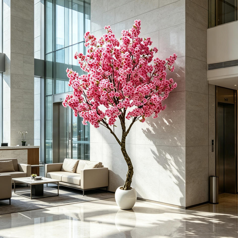 Large Faux Potted Cherry Blossom Tree Full Pink Blooms for Indoor ...