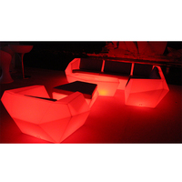 Ensemble de 7 chaises lumineuses LED en diamant, produits rotomoulés écologiques, résistants aux UV, table de bar en plastique lumineux, rotomoulage