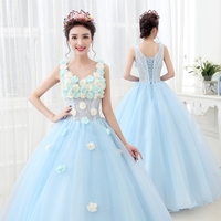 Robe de mariée Feishiluo, style coréen sexy, bleu clair, princesse, longueur au sol, col en V, dos nu, perlée, coupe A, pour la mère de la mariée