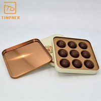 Boîte de rangement en étain pour chocolat de qualité supérieure, de qualité alimentaire, carrée, réutilisable, personnalisée, pour les cadeaux de vacances et les cadeaux d'entreprise