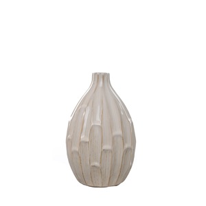 Jarrón de cerámica CallaFloral beige esmaltado estilo Wabi Sabi, jarrón grande para arreglos florales para sala de estar, decoración nórdica - Product Image 5