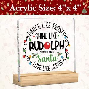 Panneau en acrylique de <span class=keywords><strong>Noël</strong></span> chrétien avec Père <span class=keywords><strong>Noël</strong></span> et Jésus, guirlande lumineuse en lierre, cadeau d'intérieur pour femmes, amies, décoration de la maison, 4x4 pouces - Product Image 2