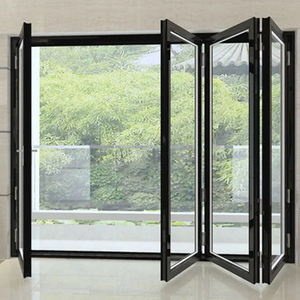 Puertas plegables grandes y modernas con cerradura interna, acordeón, puertas corredizas impermeables de aluminio plegables de doble vidrio para patio - Product Image 1