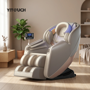 Silla de Masaje de Oficina de Gravedad Cero de Doble Motor para Todo el Cuerpo, Masajeador de Piernas Portátil Moderno, Cuero PU Beige Marrón - Product Image 3
