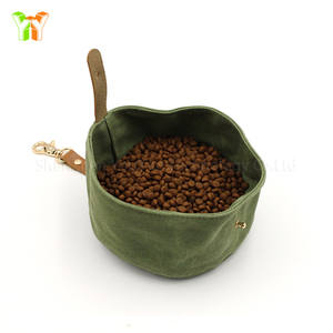 Bol à nourriture pour chien en <span class=keywords><strong>toile</strong></span> cirée pliable, bol à eau pour chien portable pour les voyages avec clip de ceinture - Product Image 3