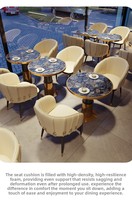 Direkt vom Hersteller: Maßgefertigtes, Langlebiges, Modernes, Minimalistisches 2-Sitzer Restaurant-Set mit Edelstahl-Tisch und Hochwertigen Steinplatten-Stühlen für Hotels