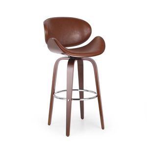 Luxury Modern Wood Leather Bar Chair Barstool Wooden Counter Height Bar Stool For <strong>Dinging</strong> room Kitchen - Product Image 1