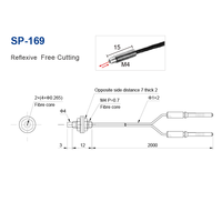Sonde amplificatrice à fibre optique à réflexion diffuse haute flexibilité type R4 à rayon de courbure pour FU-68