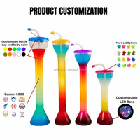 Gobelets à slush transparents personnalisables avec logo, vente en gros, pour boissons, avec paille en plastique, format grande taille