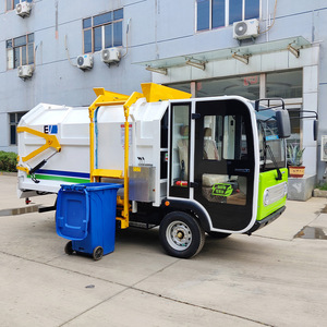 Camion à ordures compacteur électrique à pompe hydraulique auto-déchargeante blanc 2 roues - Product Image 3