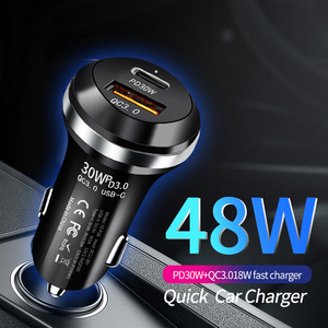 <span class=keywords><strong>Chargeur</strong></span> de voiture super rapide 48W avec double port USB-C et USB-A, allume-cigare, logo personnalisé, en stock, pour iPhone 15 16 17 Samsung S23 S24 - Product Image 3