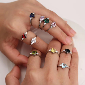 Anello a Forma di Cuore per Donne, Gioiello da Dito Semplice e alla Moda - Product Image 2