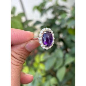 925 Silver Amethyst & Freshwater Pearl <b>Ring</b> Gold Natural Amethyst Diamond <b>Ring</b> for Women Dainty Amethyst Diamond <b>Ring</b> - Product Image 1