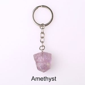Porte-clés en pierre brute naturelle de quartz rose, cristal de guérison, breloque de mode, pendentif en cristal, pour cadeau - Product Image 6